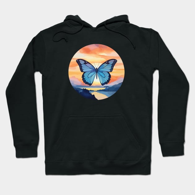 Blue Morpho Butterfly Hoodie by Onceer